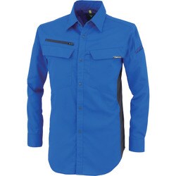 裏綿ストレッチ長袖シャツ ロイヤルブルー LLサイズ 1513-46-LL