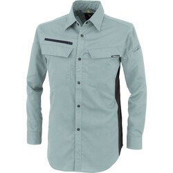 裏綿ストレッチ長袖シャツ ミストグリーン LLサイズ 1513-605-LL