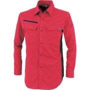裏綿ストレッチ長袖シャツ レッド Lサイズ 1513-71-L