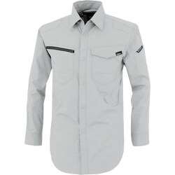 TCストレッチ長袖シャツ シルバーグレー Lサイズ 1713-22-L