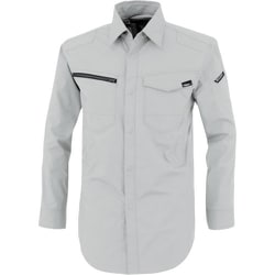 TCストレッチ長袖シャツ シルバーグレー Sサイズ 1713-22-S