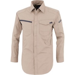 TCストレッチ長袖シャツ サンドベージュ 5Lサイズ 1713-39-5L