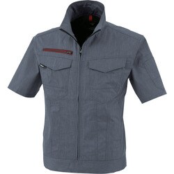 半袖ブルゾン 杢ブルー LLサイズ 1751-116-LL