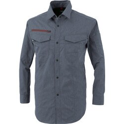 長袖シャツ 杢ブルー 3Lサイズ 1753-116-3L