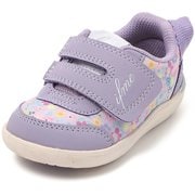 CALIN花柄ワンベルトスニーカー ベビー ウォーキングシューズ PURPLE 12.5cm 20-5822