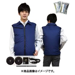 冷感保冷剤付き、空調ベスト+バッテリー付20201 ネイビー M 20201N-M-0910N