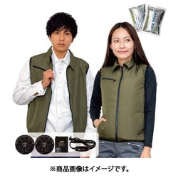 冷感保冷剤付き、空調ベスト+バッテリー付20204 アーミーグリーン 5L 20204N-5L-0910N