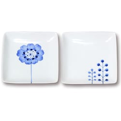 波佐見焼 Flowers アートな取皿 2柄セット 14×14cm 22604