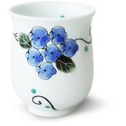 波佐見焼 花つどい 手描き湯呑 口径6.5cm 160ml ブルー 22660
