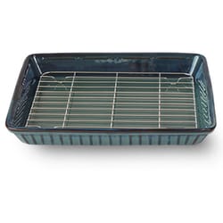 オイルカットベーカー 耐熱陶器 26.5×20.5cm ネイビー 12860