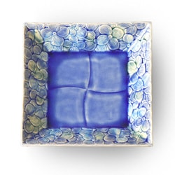 瀬戸焼 藍三彩 角盛鉢 盛皿 22×22cm ネイビー 232430