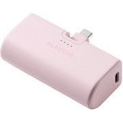 モバイルバッテリー 5000mAh 小型 軽量 USB-C端子一体型 ケーブルレス 折りたたみコネクター PSE適合 機内持込可 ピンク DE-C57L-5000PN