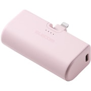 モバイルバッテリー 5000mAh 小型 軽量 Lightning端子一体型 ケーブルレス 折りたたみコネクター PSE適合 機内持込可 ピンク DE-C58L-5000PN