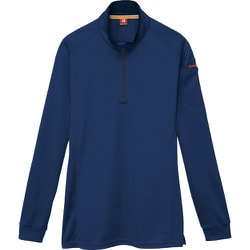 長袖ジップシャツ ネイビー Lサイズ 413-3-L