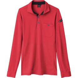 エコ制電長袖ポロシャツ レッド Lサイズ 6095-71-L