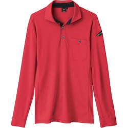 エコ制電長袖ポロシャツ レッド Mサイズ 6095-71-M