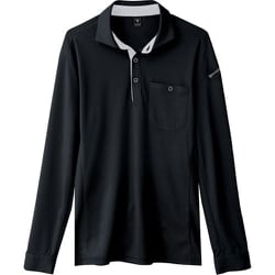 エコ制電長袖ポロシャツ クロ Lサイズ 6095-90-L