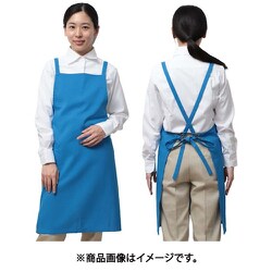 ポケット付き胸あてエプロン （ポリエステル100％） 青色 Fサイズ 8105