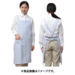ポケット付き胸あてエプロン （ポリエステル100％） 水色 Fサイズ 8106