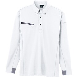 接触冷感長袖ポロシャツ（男女兼用） AZ551047 ホワイト LL AZ551047-001-LL