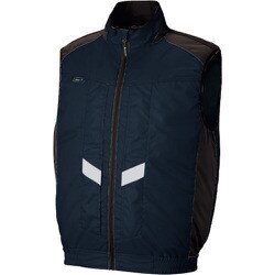 遮熱シェード付空調服長袖ベスト （空調服TM） フルハーネス対応 ネイビー S AZ50297-008-S