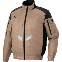 遮熱シェード付空調服長袖ブルゾン （空調服TM） フルハーネス対応 カーキ LL AZ50299-025-LL