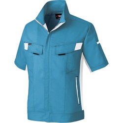 ニュームービンカット 春夏半袖ブルゾン サックス×シルバーグレー 4L AZ6832-007-4L