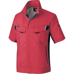 ニュームービンカット 春夏半袖ブルゾン レッド×チャコールグレー 5L AZ6832-009-5L