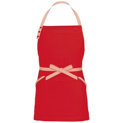 胸当てミニエプロン（コードレーン配色）AZ8652 レッド F AZ8652-009-F