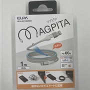 マグネットケーブル ラウンド Type-A変換アダプター付 USB Type-C(CtoC) 急速充電 PD対応 最大480Mbps ホワイト 1m MCA-ACC1060(WH)