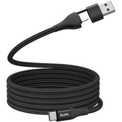 マグネットケーブル ラウンド Type-A変換アダプター付 USB Type-C（CtoC） 急速充電 PD対応 最大480Mbps ブラック 1.5m MCA-ACC1560（BK）