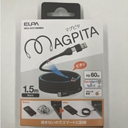 マグネットケーブル ラウンド Type-A変換アダプター付 USB Type-C(CtoC) 急速充電 PD対応 最大480Mbps ブラック 1.5m MCA-ACC1560(BK)
