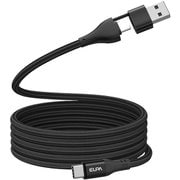 マグネットケーブル ラウンド Type-A変換アダプター付 USB Type-C（CtoC） 急速充電 PD対応 最大480Mbps ブラック 1.5m MCA-ACC1560（BK）