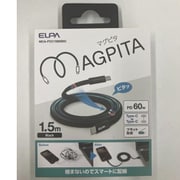 マグネットケーブル フラット USB Type-C to USB Type-C 急速充電 PD対応 最大480Mbps ブラック 1.5m MCA-FCC1560(BK)
