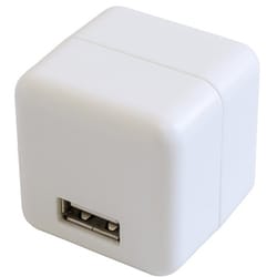USB AC充電器 2A USB-A×1 90度折りたたみ式プラグ 海外対応 キューブ型 ホワイト JKKS2000WH