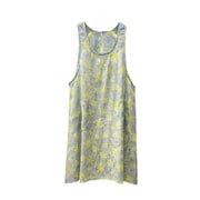 カットジャガード花柄ワンピロン ミモザグレー M-L