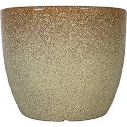 陶器鉢 グレイズポット アイボリー W120×D120×H100