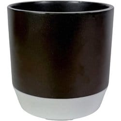 波佐見焼の植木鉢 植器 黒白ツートン 100mm