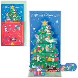限定 クリスマスカード 立体カード クリスマスツリーカード キャットクリスマスツリー XAR-846-893