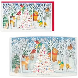 限定 クリスマスカード 立体カード レーザーカットカード ワイド・レーザー森の中 XAR-846-930