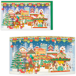 限定 クリスマスカード 立体カード レーザーカットカード ワイド・レーザークリスマスタウン XAR-846-947
