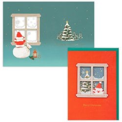 限定 クリスマスカード 二つ折りカード 窓辺のサンタ XAP-847-067