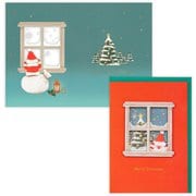 限定 クリスマスカード 二つ折りカード 窓辺のサンタ XAP-847-067