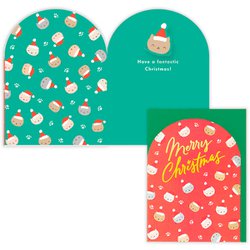 限定 クリスマスカード 立体カード 海外デザインカード バネねこフェイス XAP-847-098