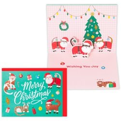 限定 クリスマスカード 立体カード 海外デザインカード ねこサンタ XAR-847-128