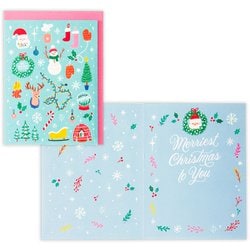限定 クリスマスカード 海外デザインカード ラメミントグリーンクリスマスモチーフ XAP-847-135