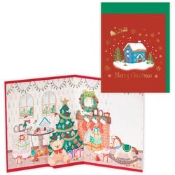 限定 クリスマスミニカード 立体カード ミニレッドクリスマスハウス XBR-847-265