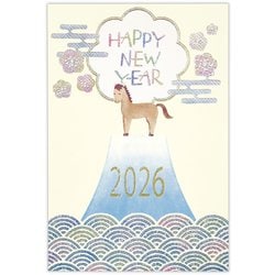 限定 年賀ハガキ テクスチャー 箔富士青海波うま NCP-847-371