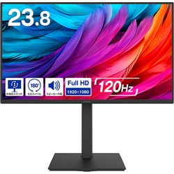 液晶ディスプレイ/23.8型/フルHD（1920×1080）/ADSパネル/ノングレア/120Hz/HDMI×1 DP×1/スピーカー内蔵/昇降スタンド ブラック GH-LCW24VH-BK