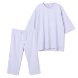 AOKI疲労回復ウェア・リカバリーケアプラス ゆったり五分袖Tシャツ＆七分丈パンツ コットンブレンド ユニセックス（ラベンダー/L） 2412001